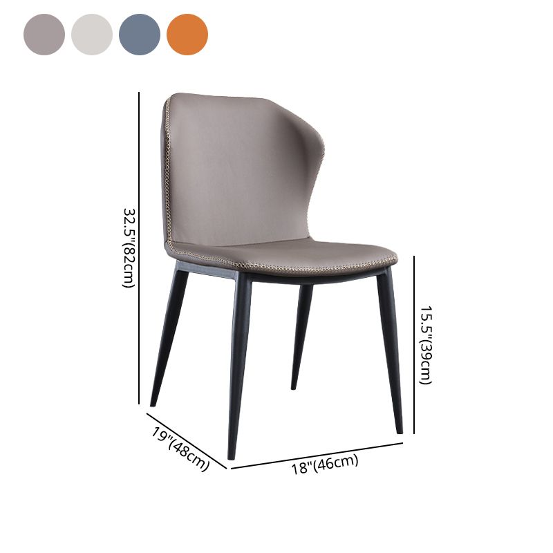 Silla lateral moderna de cuero sintético para restaurante, silla de comedor con respaldo lateral mate y acabado mate