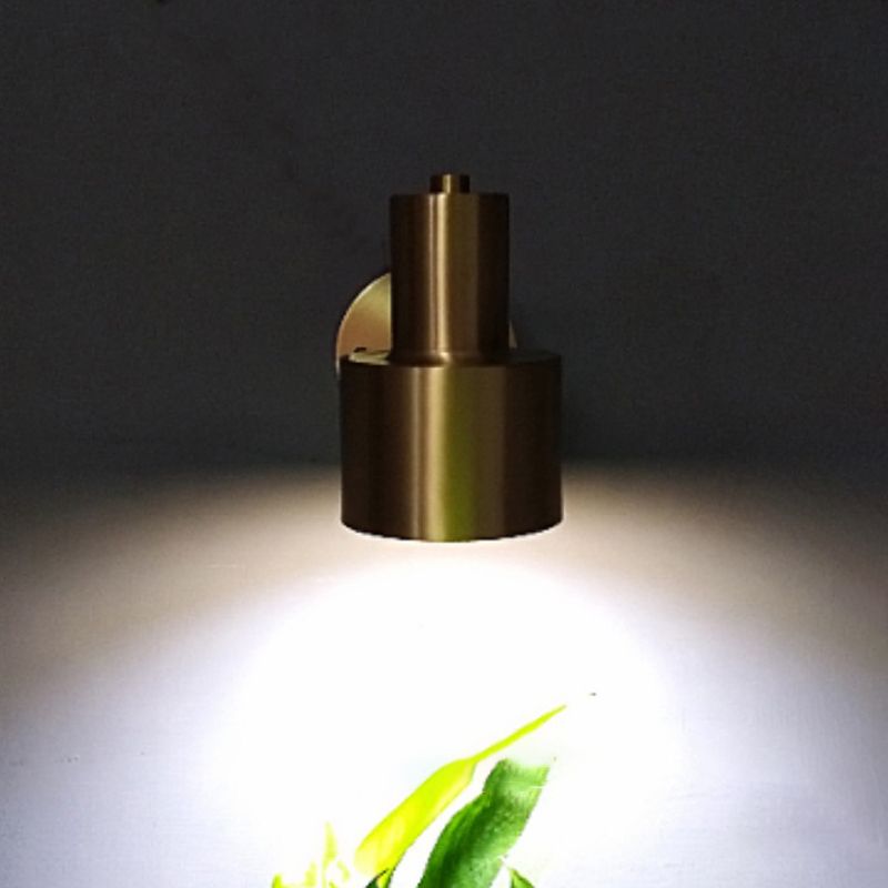 Gold Industrial Wall Sconce Cylinder Shape Vanity Lamp with Metal Shade for Bathroom