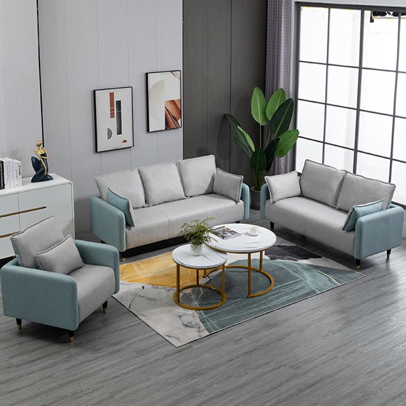 Solid Wood Loveseat Sofa Square Arm Living Room Settee with Pillows