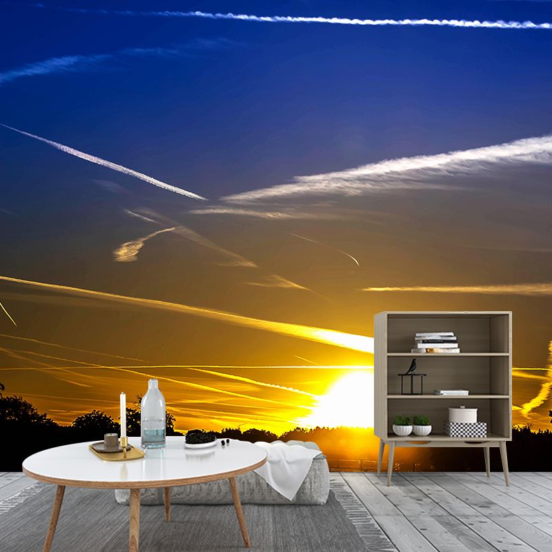Cloud Sky Contemporary Sky Wall Mural Mildew Resistant Wallpaper for Bedroom
