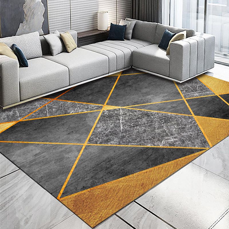 Funky Geometry Design Area Rug Contemporary Comfort Rectangle Rug Polyester Easy Care Anti-Slip Backing Rug for Living Room