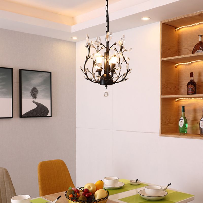 Branches Dinning Room Chandelier Lightture Rustic Crystal Black suspendu