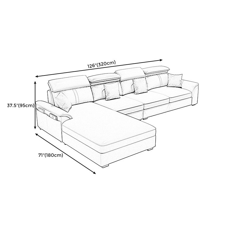 Modern Pillow Top Arm Sofa with Adjustable Bolster Pillows and Storage Bag