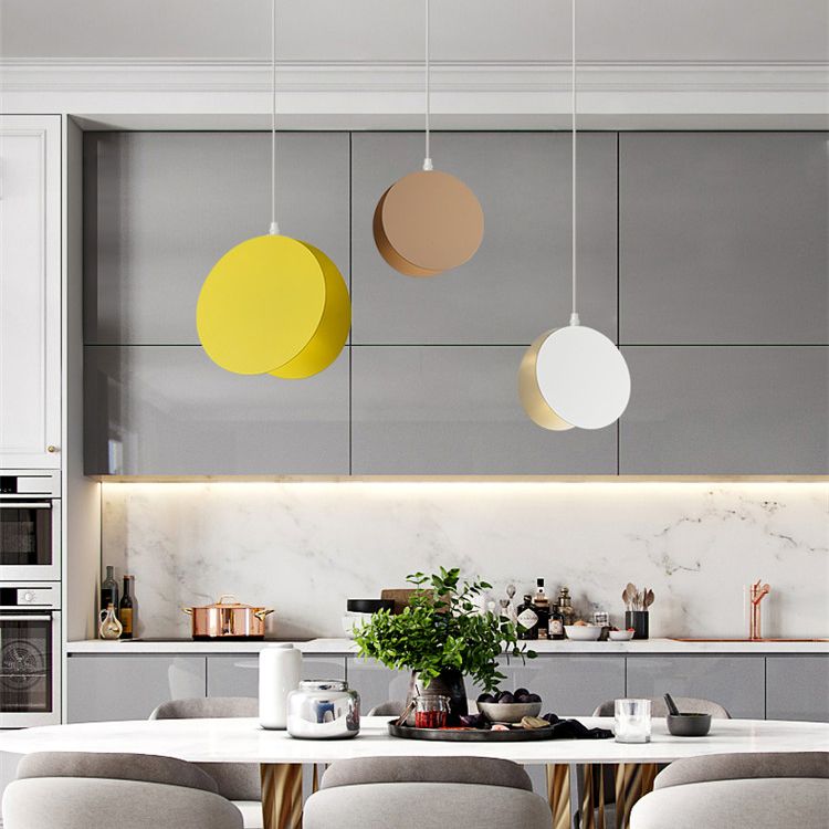 Contemporary Style Round Pendant Lamp Metal 1 Light Suspension Light