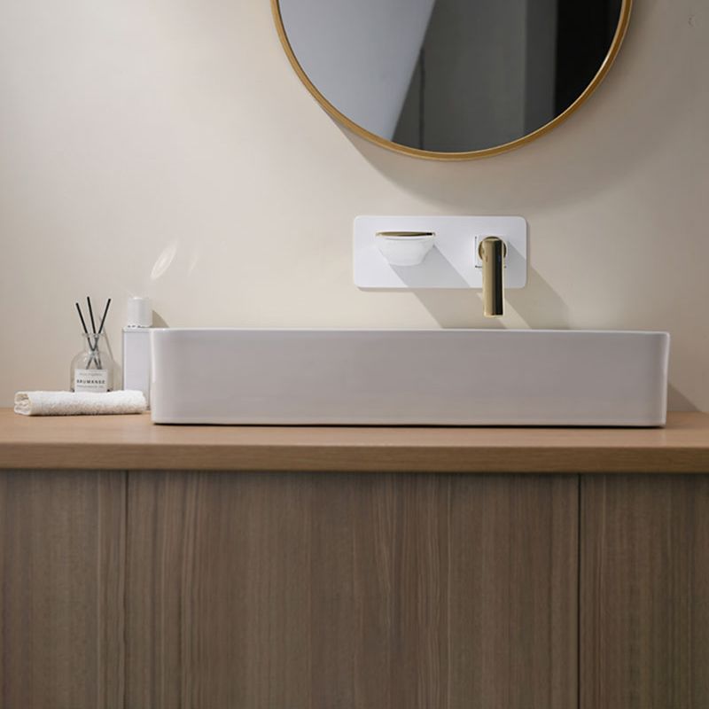 Waterfall Wall Mounted Bathroom Faucet Modern Lavatory Faucet