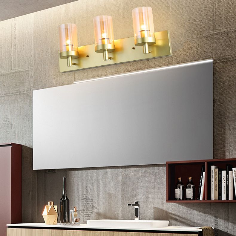 Vintage -Stil Eitelkeitspiegel Lichter 3 Leuchten Wandmontierte Spiegel Frontlampe im Glasschatten