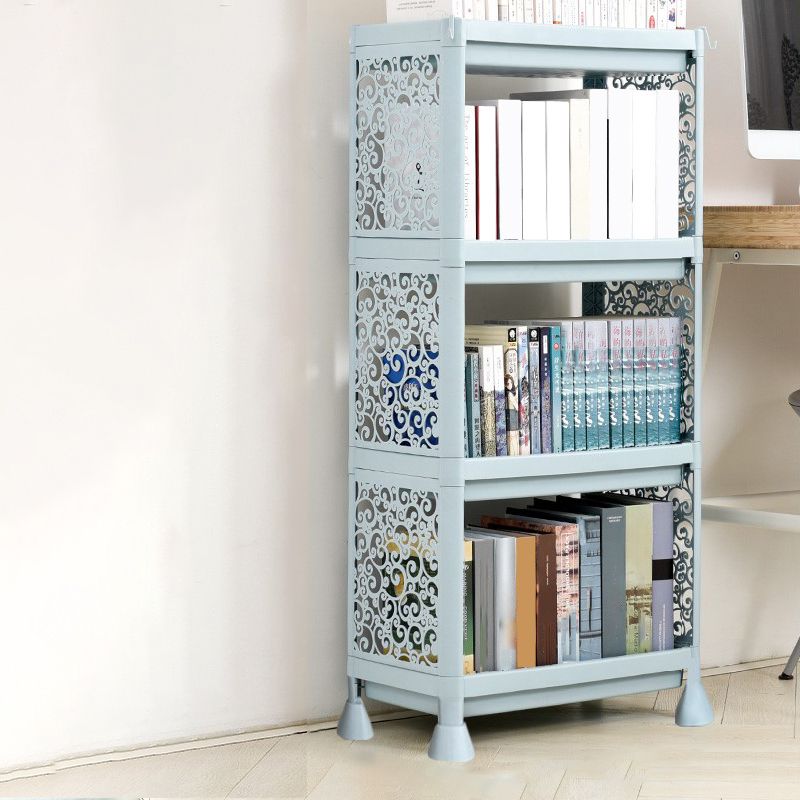 Contemporary Style Bookshelf Plastic Open Back Bookcase for Home Office