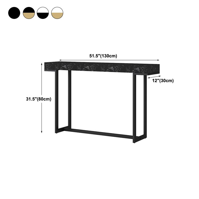Iron Trestle Cosnole Table with Marble Top Accent Table for Hall