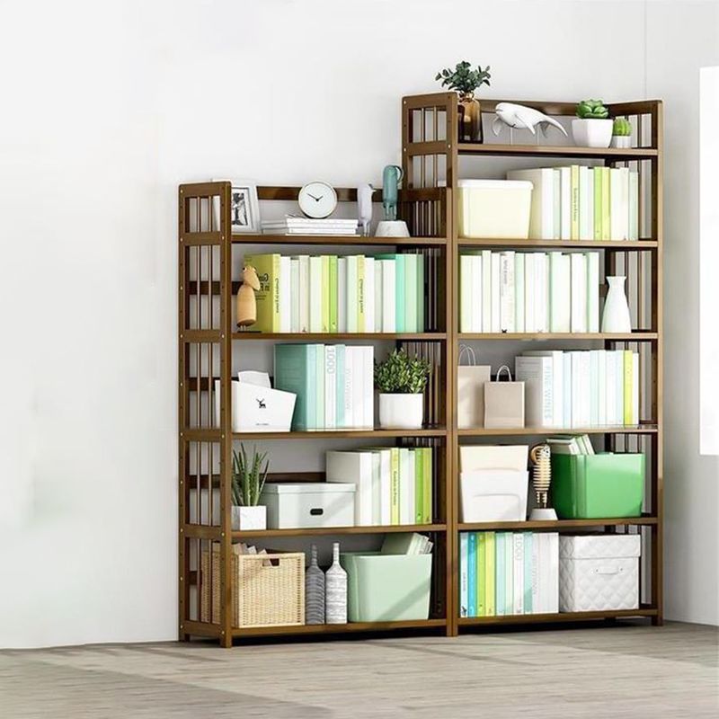 Standard Bamboo Shelf Bookcase Contemporary Brown Open Bookcase