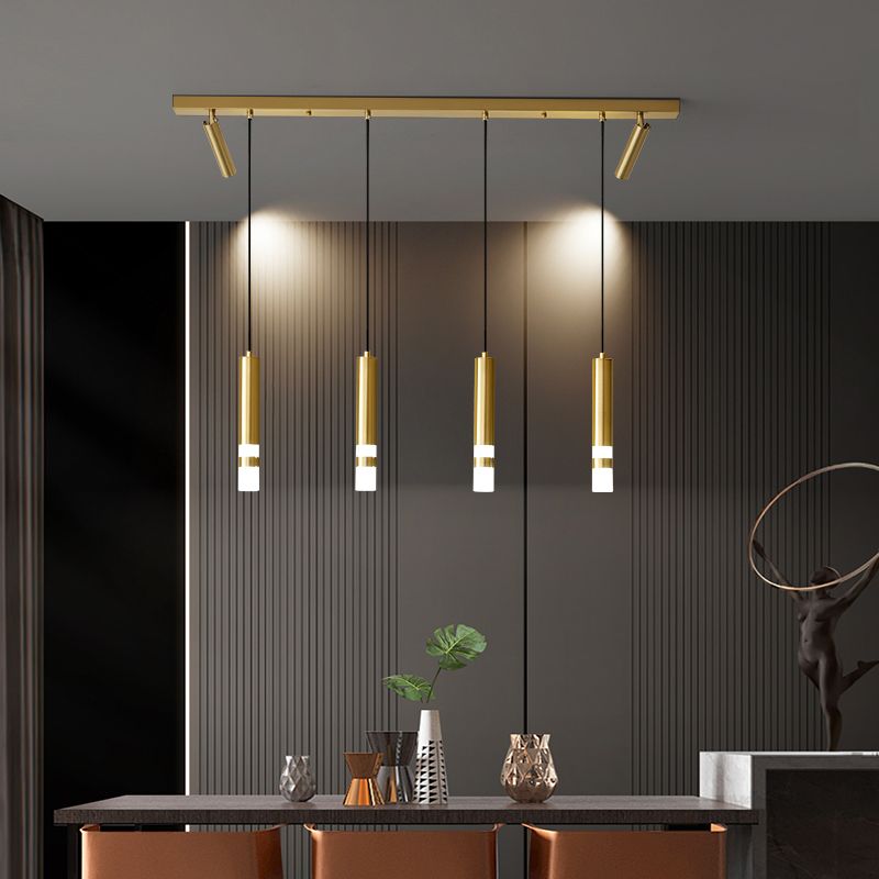 Cilindros de oro Luz de la isla Luz de estilo contemporáneo LED Metal Island Fixture