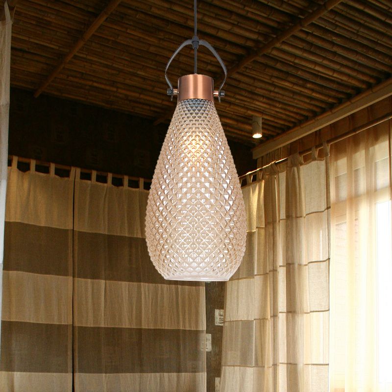 8"/10"/12" Wide Jar Suspension Pendant Colonial Amber Glass 1 Bulb Hanging Light for Bedroom