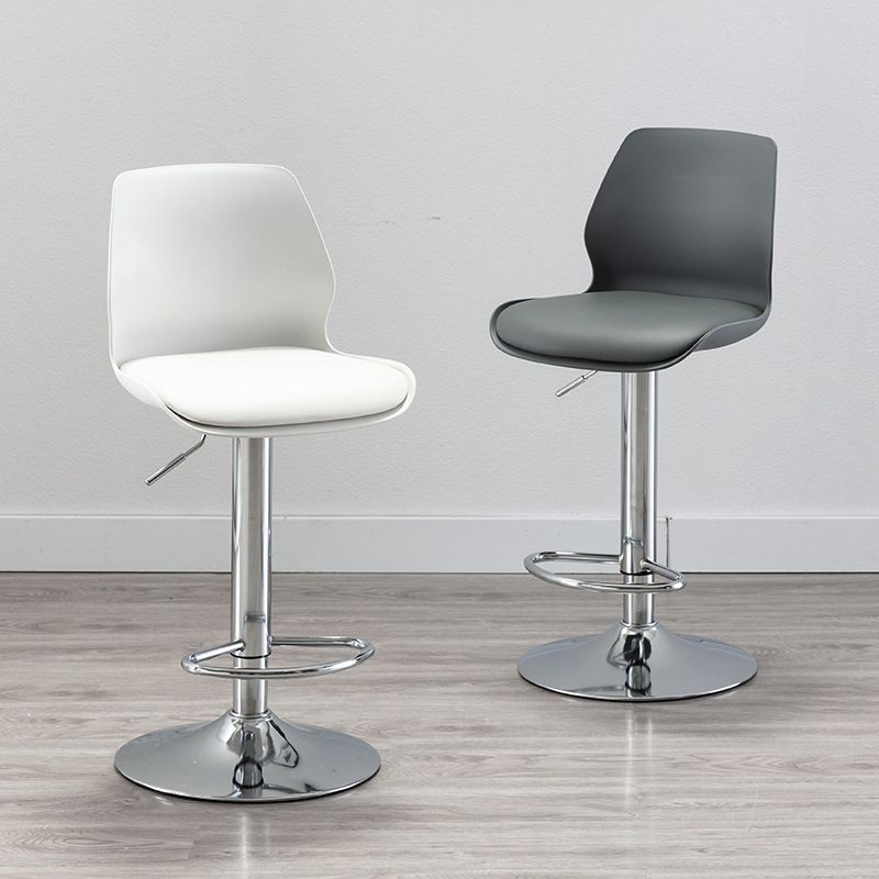 Height Adjustable Leather Barstool Industrial Counter Stool with Backrest