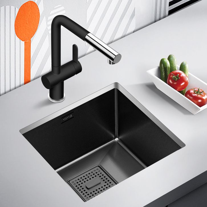 Contemporary Style Kitchen Sink Stainless Steel Overflow Hole Design Kitchen Sink