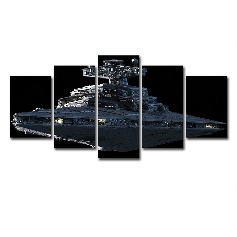 Star War Fighter Plane Canvas Science Fiction Multi-Piece Wall Art in Black