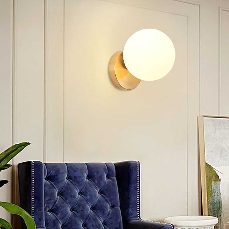 Glass Spherical Shape Wall Lights Modern Style 1 Light Wall Mount Fixture for Living Room