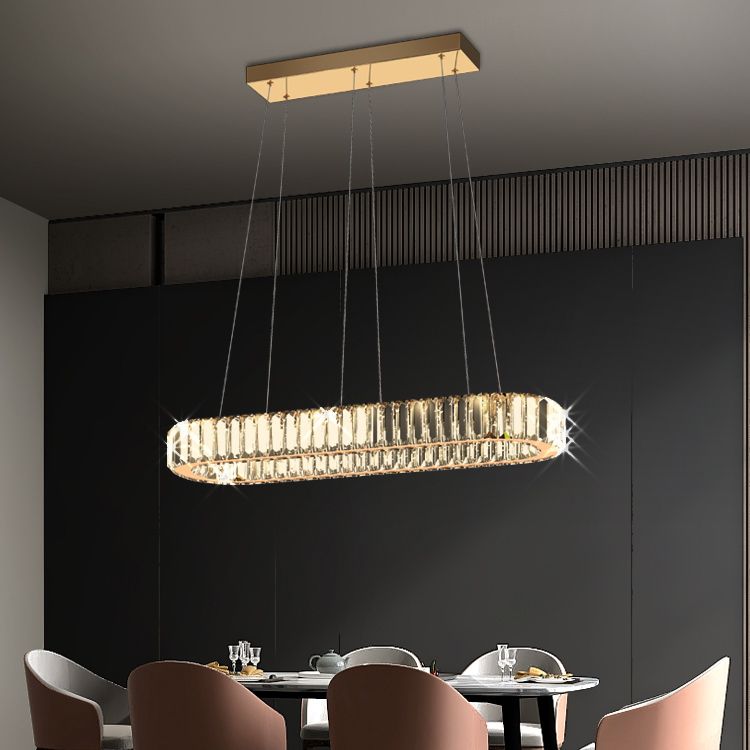 Island Contemporary Light Pendante de l'île en cristal en forme d'ovale pour la cuisine
