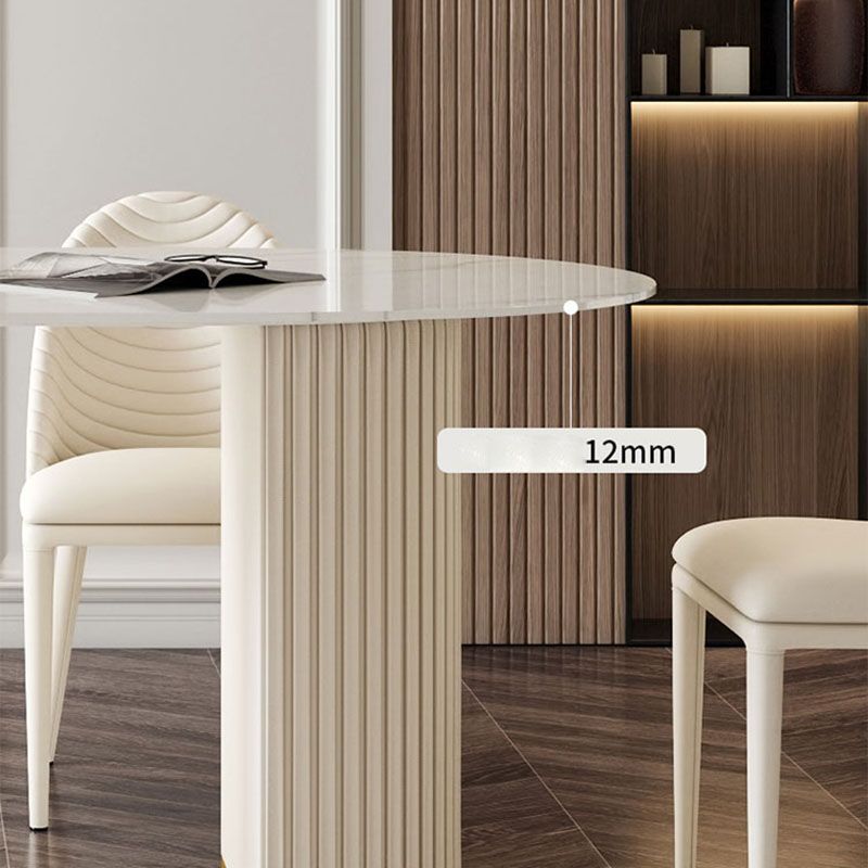 Traditional Luxury Dining Table White Stone Oval Dining Table for Home