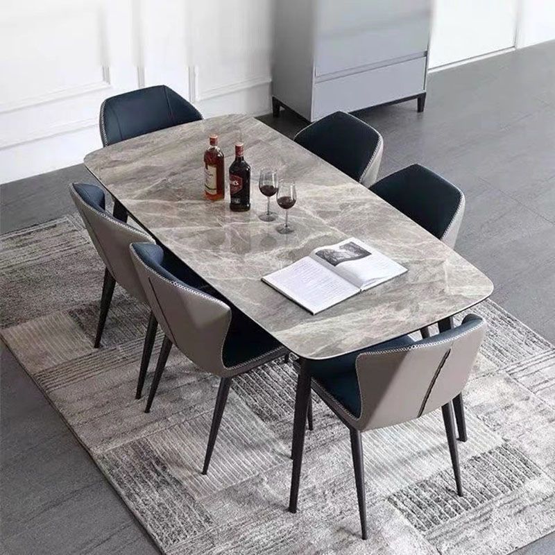 Sintered Stone Dining Table Rectangle 4 Legs Dinner Table for Dining Room