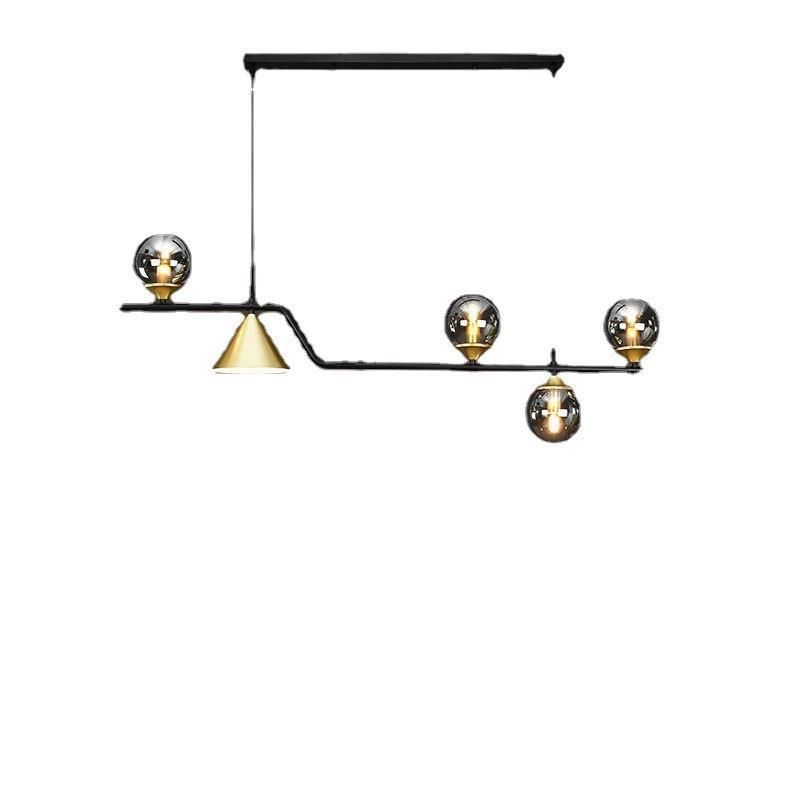 Contemporary Globe Glass Hanging Pendant Lights in Black and Gold for Dining Room