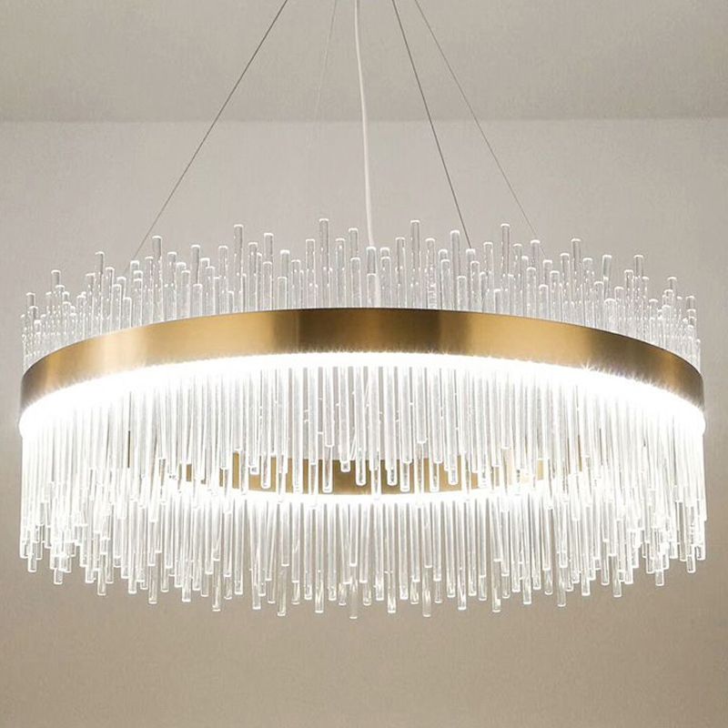 Ring Tri-Prism Crystal Crystal Light Simplicity Gold LED Isola Isola Luce per soggiorno