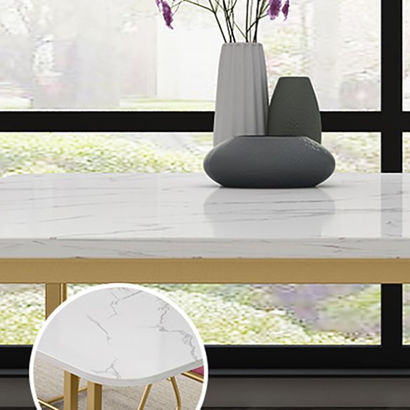 Glam Style Sintered Stone White Dining Room Set with Rectangle Table Formal Dining Table Furniture