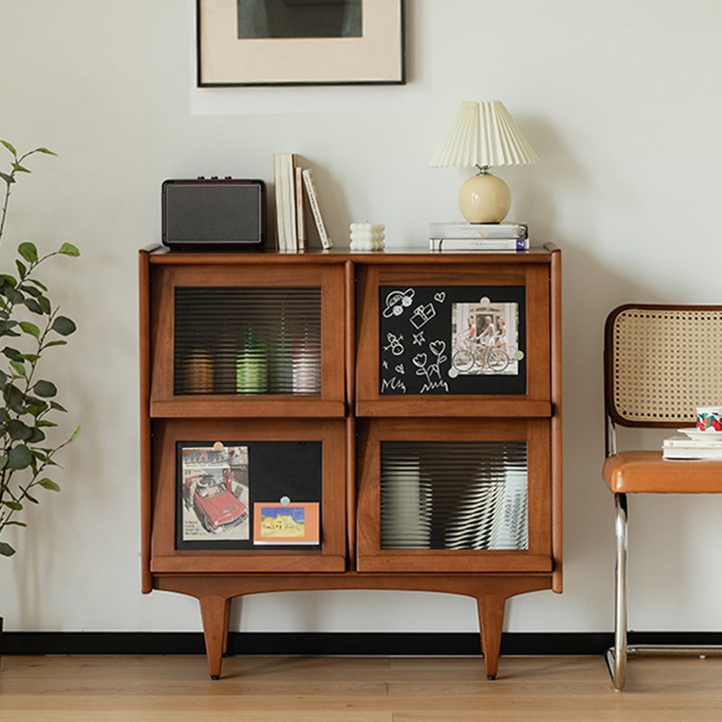 Mid-Century Design Natural Cabinet with 4 Doors in Pine Wood