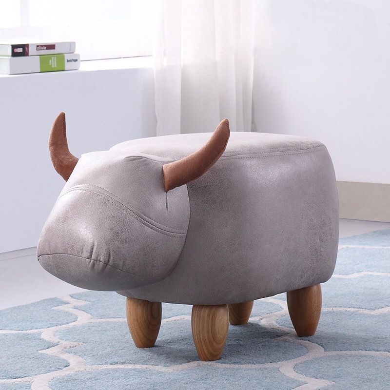 Contemporary Standard Ottoman with Upholstered Faux Leather Top Pouf