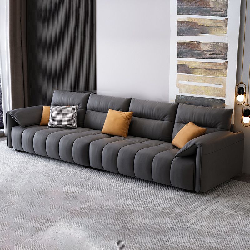 Dark Gray Cushion Back Contemporary Removable Cushions L-Shape Sofa & Chaise
