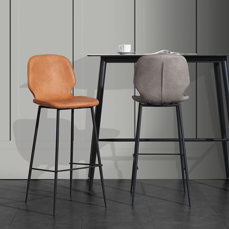 Tabouret de comptoir repose-pieds en cuir Tabouret de bar à dossier bas contemporain avec coussin