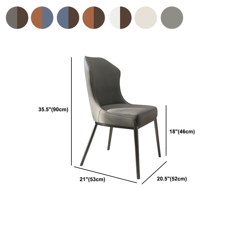 Contemporary Wingback Side Chair Faux Leather Armless Dining Chairs
