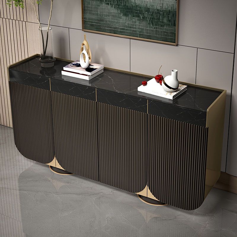 Glam Sideboard Stone Sideboard Buffet with Drawers for Dining Room