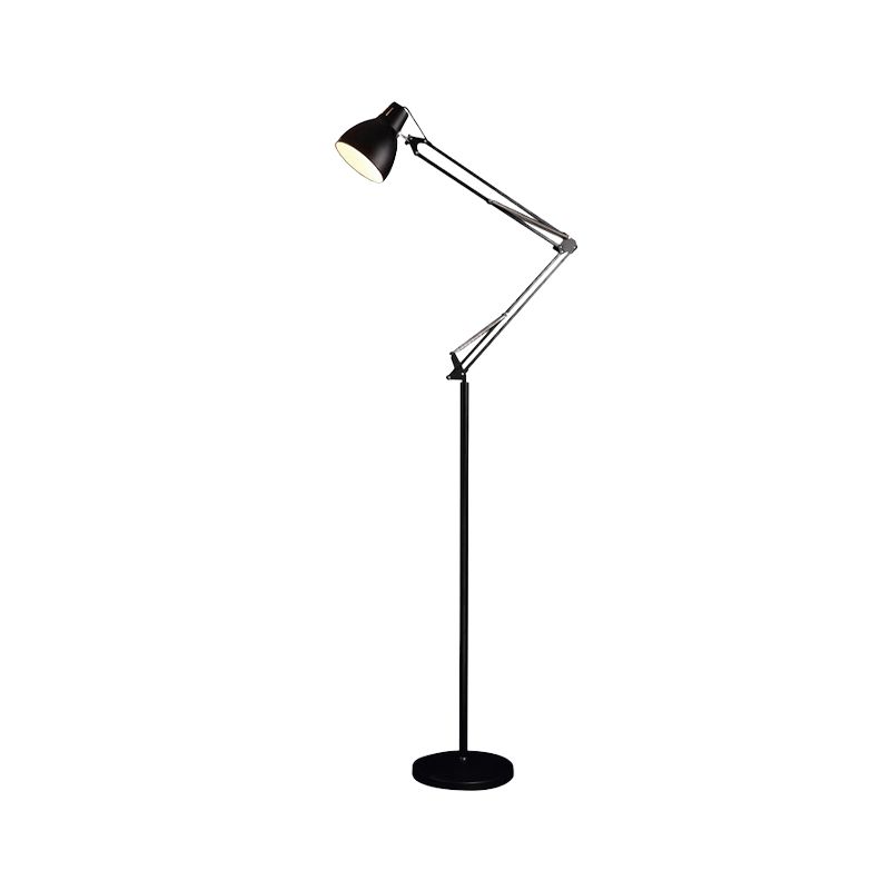 1 tête de salon lampadaire avec dôme métallique de l'ombre noire / argent finition debout lampadaire