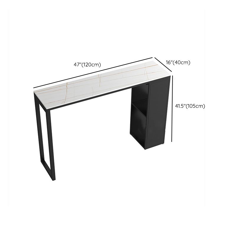 Industrial Stone Bar Counter Table Rectangle Bar Counter Table with Metal Legs for Kitchen