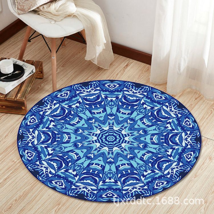 Boho Living Room Rug Multi-Color Flower Print Carpet Synthetics Stain Resistant Non-Slip Pet Friendly Area Rug