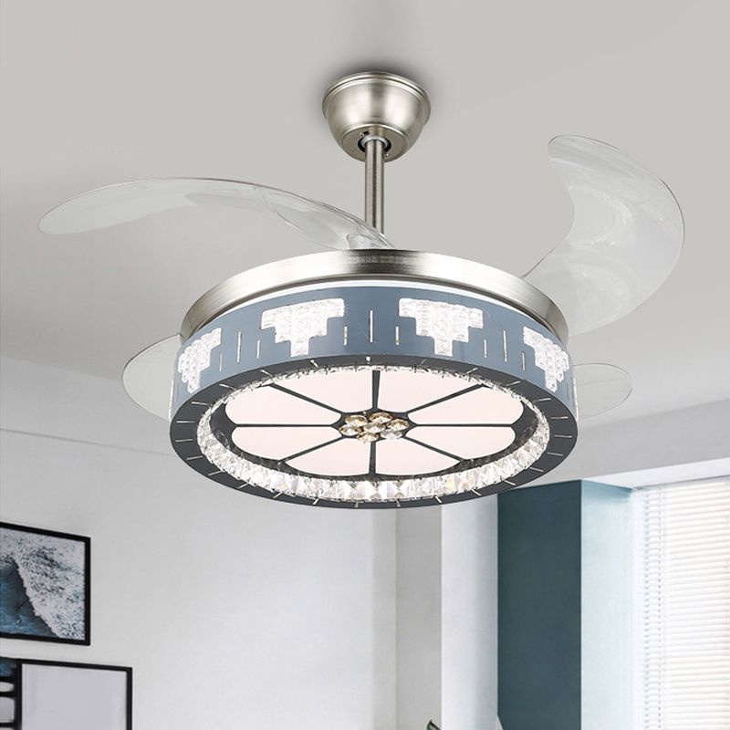 Crystal Crystal Crystal Round Pendant Light Modernity Modernity LED Silver Semi Mount Éclairage, 19 "de large