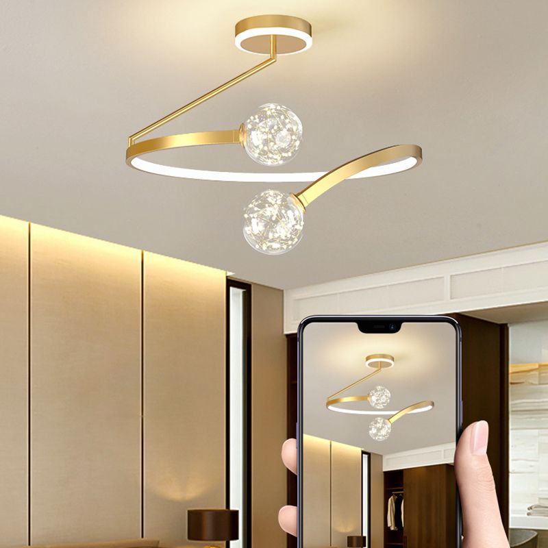 Sfeer Metal Semi Flush Mount Licht Moderne Stijl LED Gouden Plafond Verlichting
