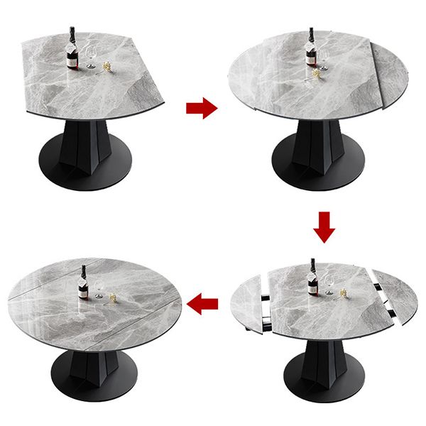 Contemporary Round Dining Table Sintered Stone Dining Table with Pedestal Base