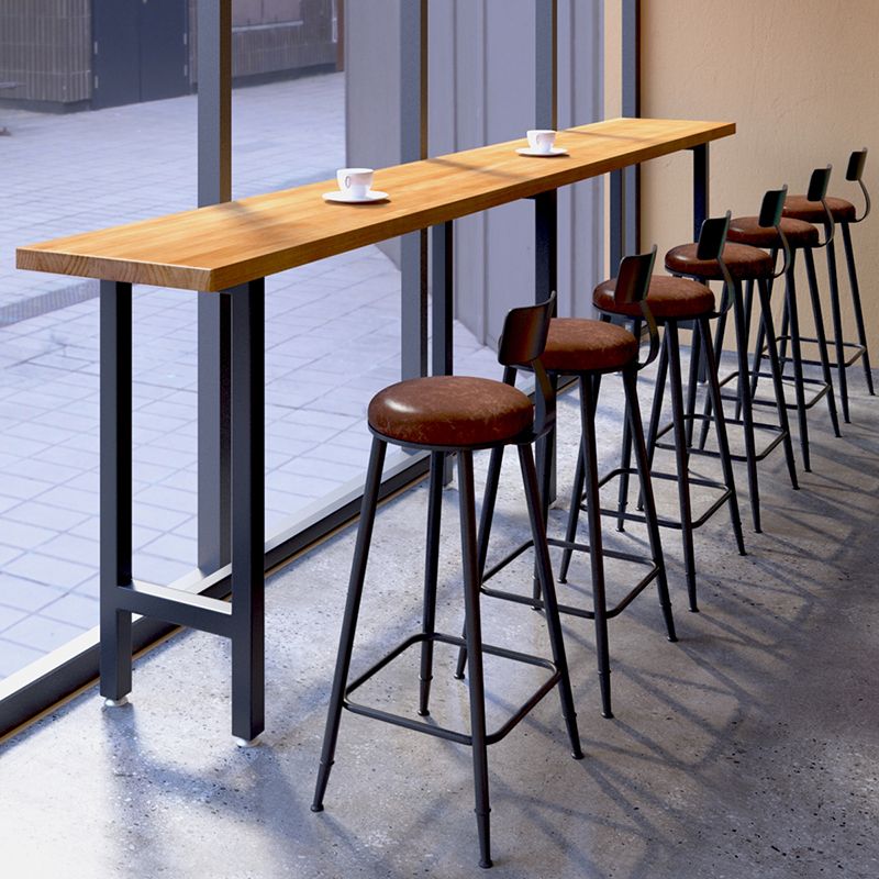 1/4/7 Pieces Industrial Iron Bar Table Set Rectangle Pine Wood Bistro Set with Footrest