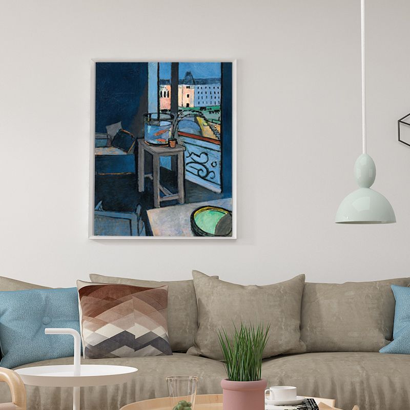 Canvas Blue Painting Fauvism Henri Matisse Interior with A Goldfish Bowl Wall Art Print for Bedroom