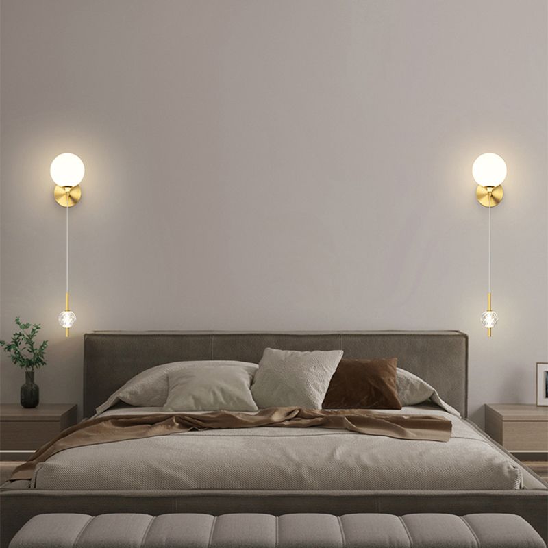 Modern 2 - Light Wall Sconce Solid Brass and Glass Wall Fixture in Gold