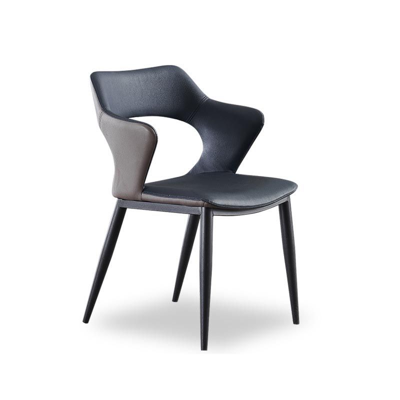 Metal Contemporary Dining Room Chair Metallic Finish Open Back Dining Side Chair