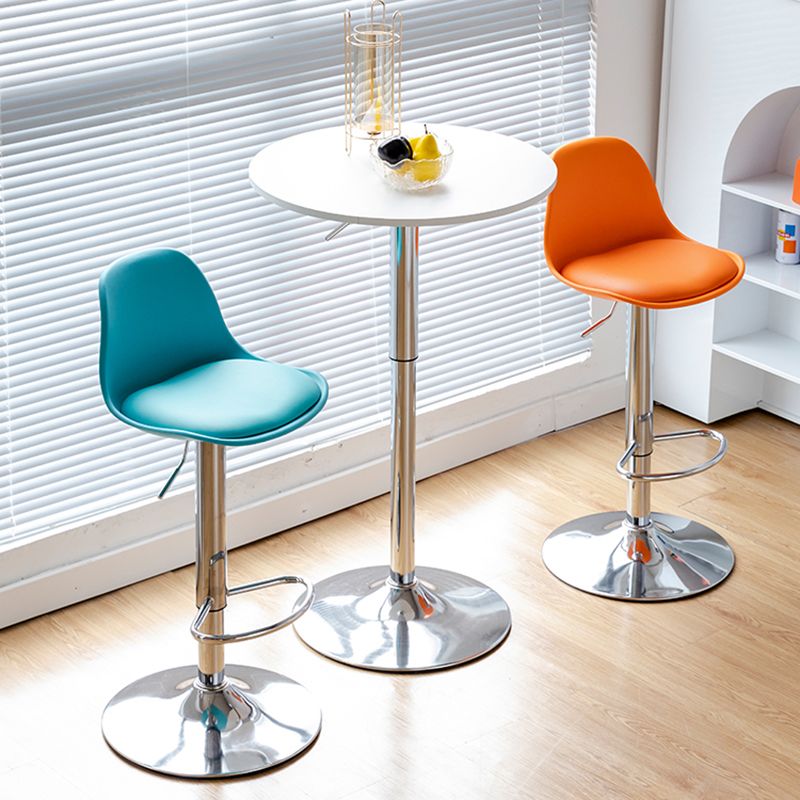 Scandinavian Adjustable Height Counter Stools Metal Leather Swivel Low Back Bar Stools