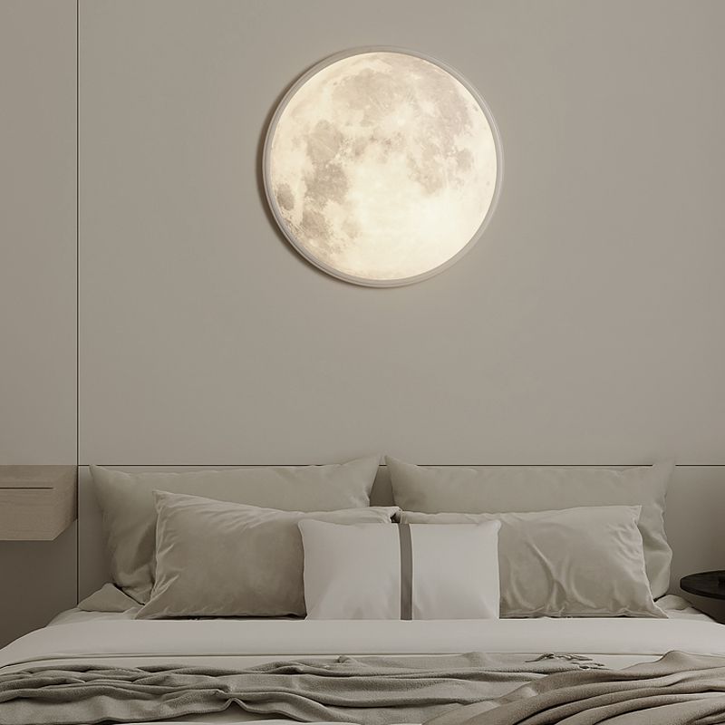 LED Modern Metal Wall Sconce Circular Shape Wall Light with Acrylic Shade for Bedroom