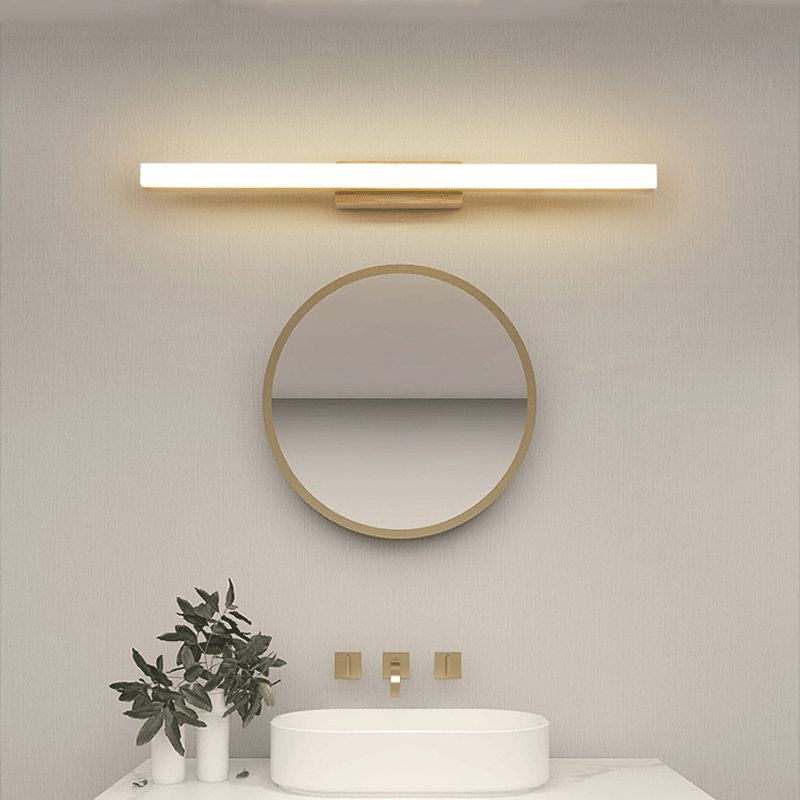 Wood Linear Mirror Lighting Nordic Style LED Wall Mounted Light Fixture