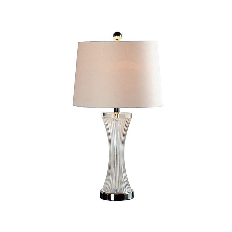 1 tête de salon lampe de table Simplicité Blanc / Black Desk Light With Barrel Fabric Obelle