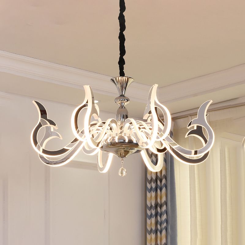 Modern Style Geometric Shape Chandelier Metal LED Hanging Light for Bedroom