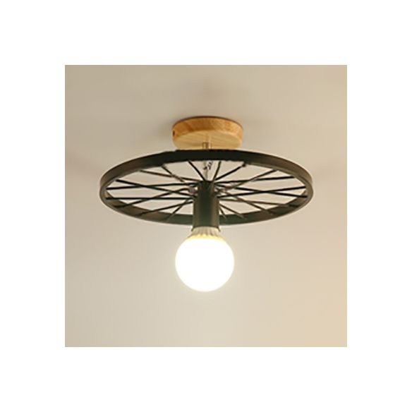 1 cône lumineux / conception Sputnik semi-flush Mount Light Industrial Eleging Black Metal Plafond Lightture avec cage ouverte