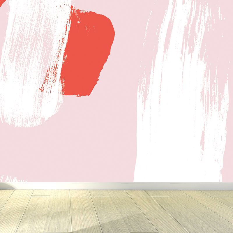 Stain Resistant Brush Stroke Mural Non-Woven Texture Modern Wall Decor for Girls Room