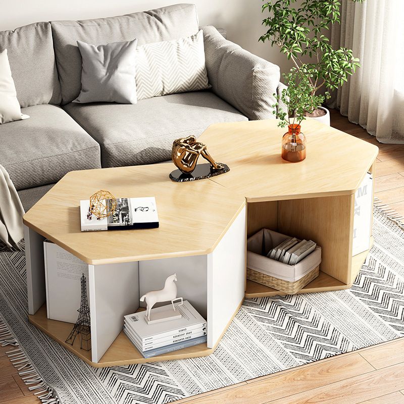 Modernism Simple Geometric Coffee Cocktail Table with Storage