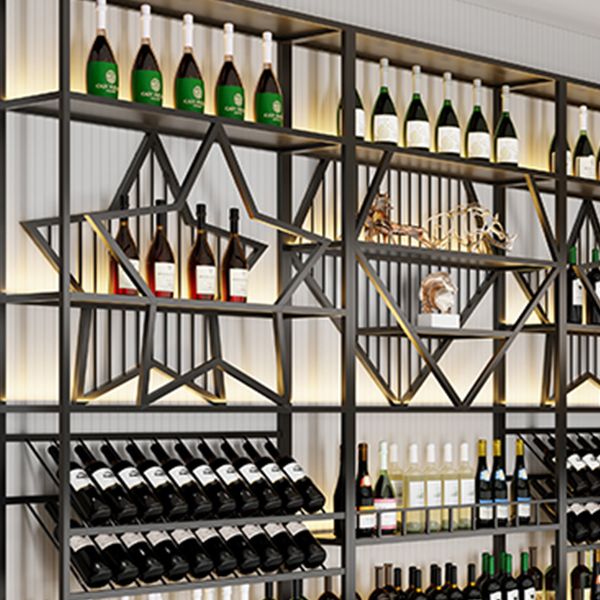 Iron Floor Bottle Wine Rack Contemporary Wine Holder with Storage Shelves